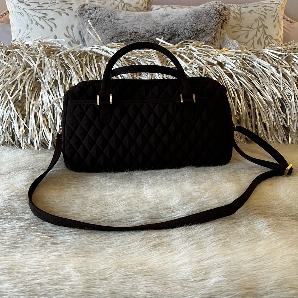 VERA BRADLEY Boston Bag Microfiber Brown Satchel Crossbody Convertible Espresso